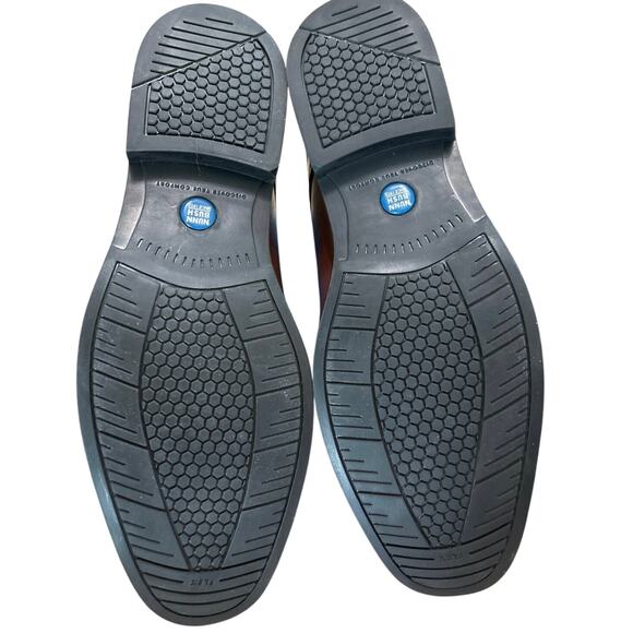 Nunn Bush Cognac Brown Leather Plain Toe Lace Up Oxford 9 Wide Memory Foam - Picture 7 of 14